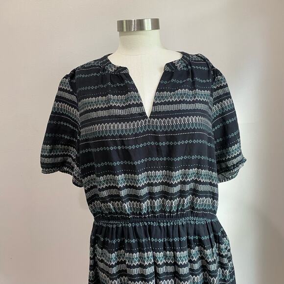 Loft Outlet Women's Striped Cinched Waist V-Neck Dress Size XL - Picture 3 of 10